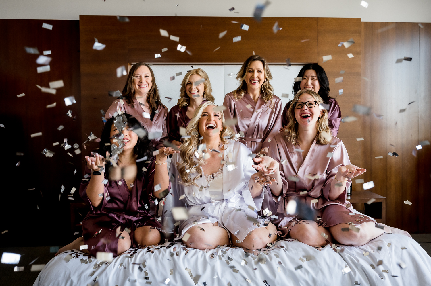 Bridesmaids throwing confetti Southern California Wedding Photos