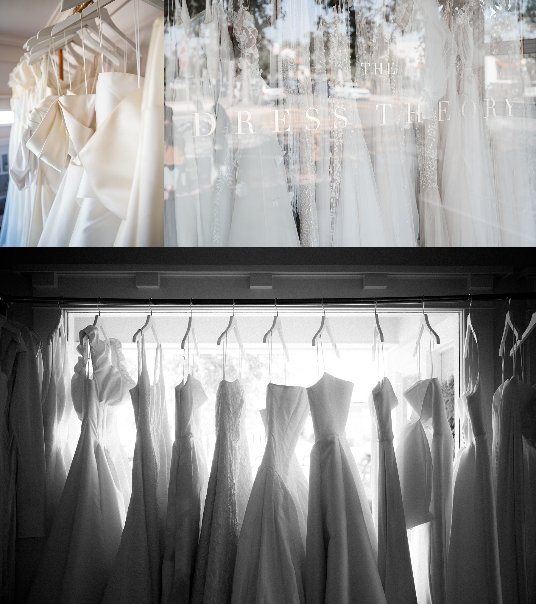 Bridal Gowns Hanging in a San Diego Wedding Dress Store